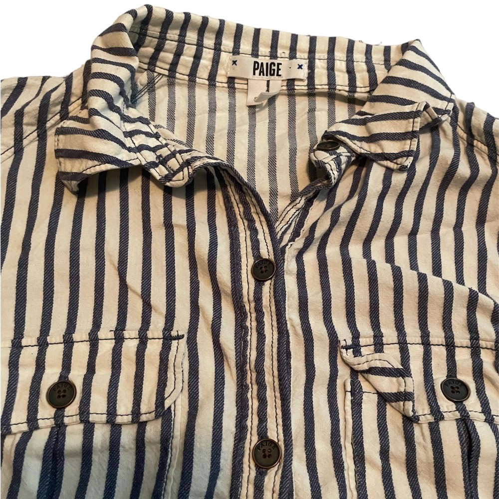 Paige Denim and white striped Button Up Shirt